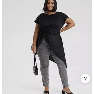 Black dolman twisted high low blouse